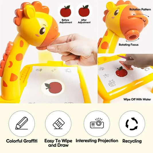 3-in-1 Kids Projector Painting & Drawing Table (Random Color)