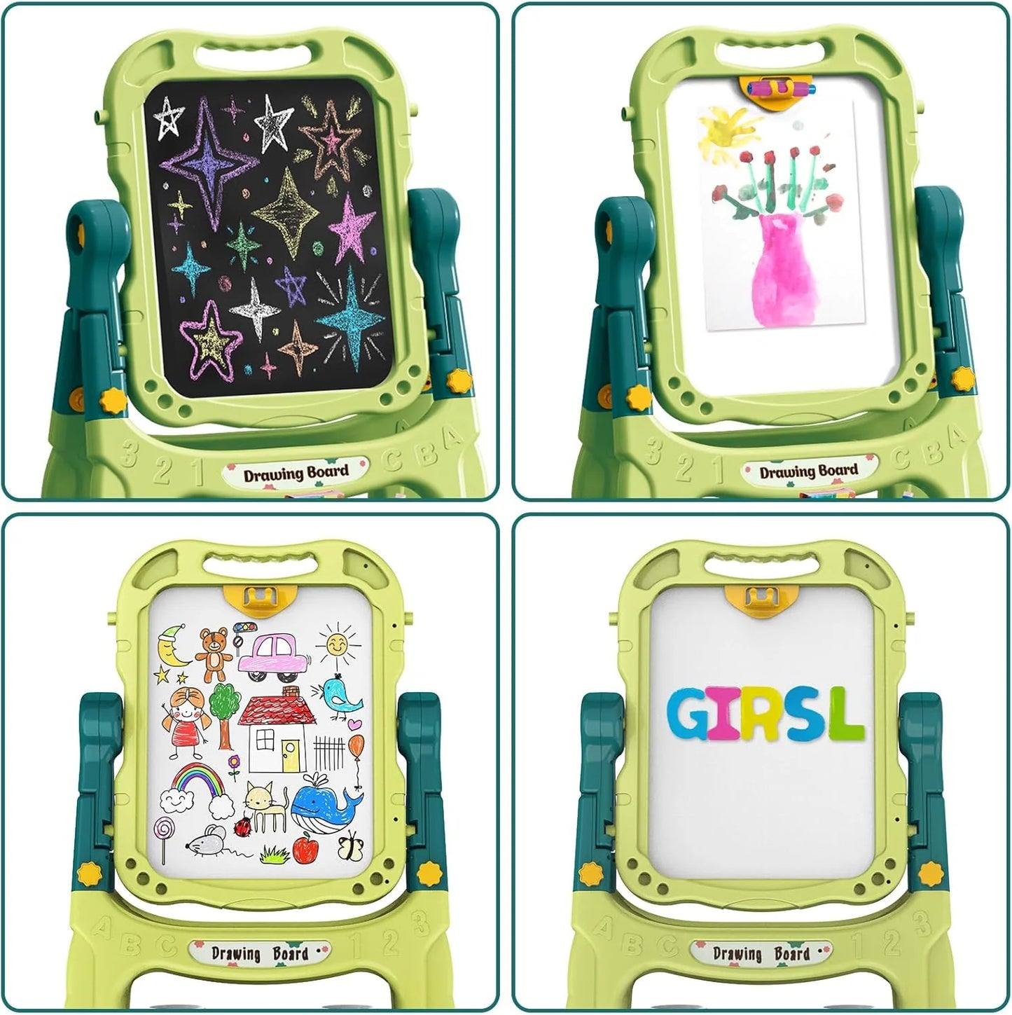 Learn-n-Draw Double Fun Board – 2-in-1 Whiteboard & Chalkboard for Kids