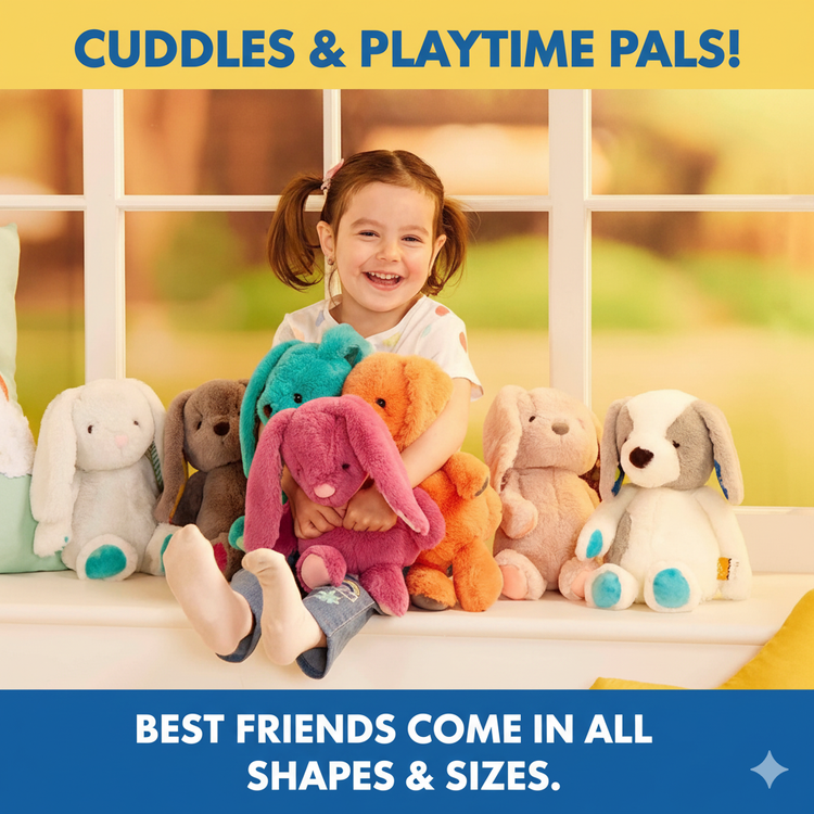 Soft and plush toys for toddlers and kids including teddy bears and cuddly stuffed animals from Tiny Toyland