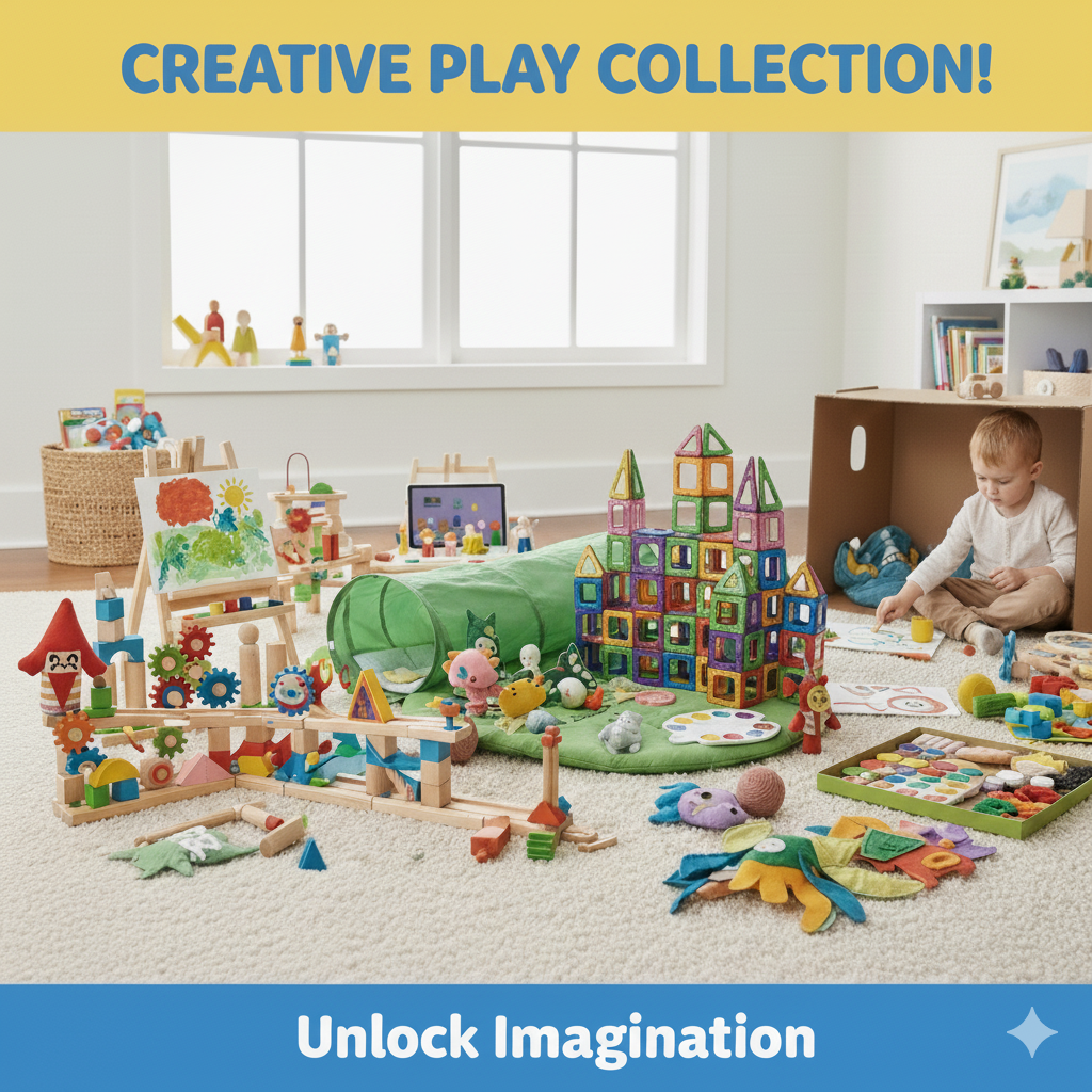 Creative play toys for children with art kits, crafts, and imaginative play sets from Tiny Toyland