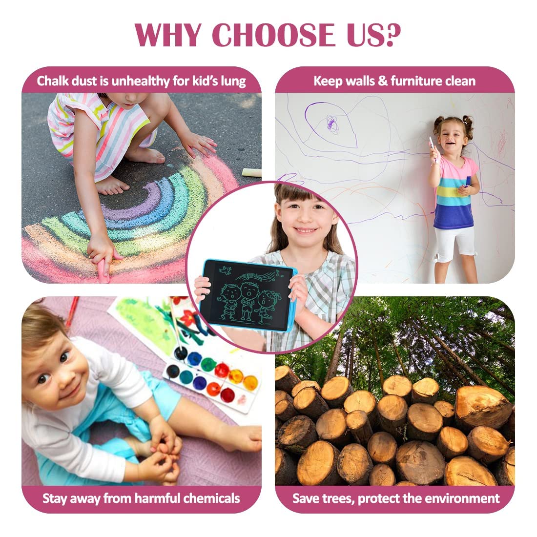 LCD Writing Tablet 8.5-Inch – Hardbound Digital Drawing Pad for Kids