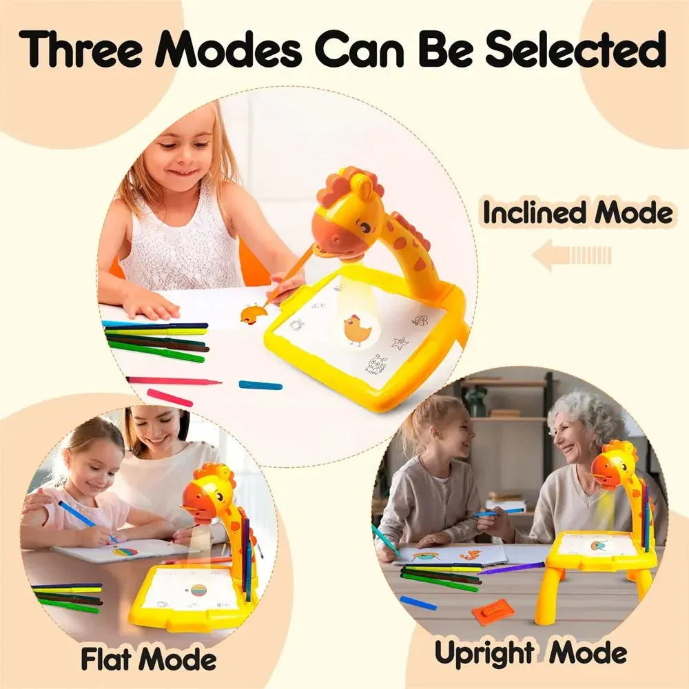 3-in-1 Kids Projector Painting & Drawing Table (Random Color)