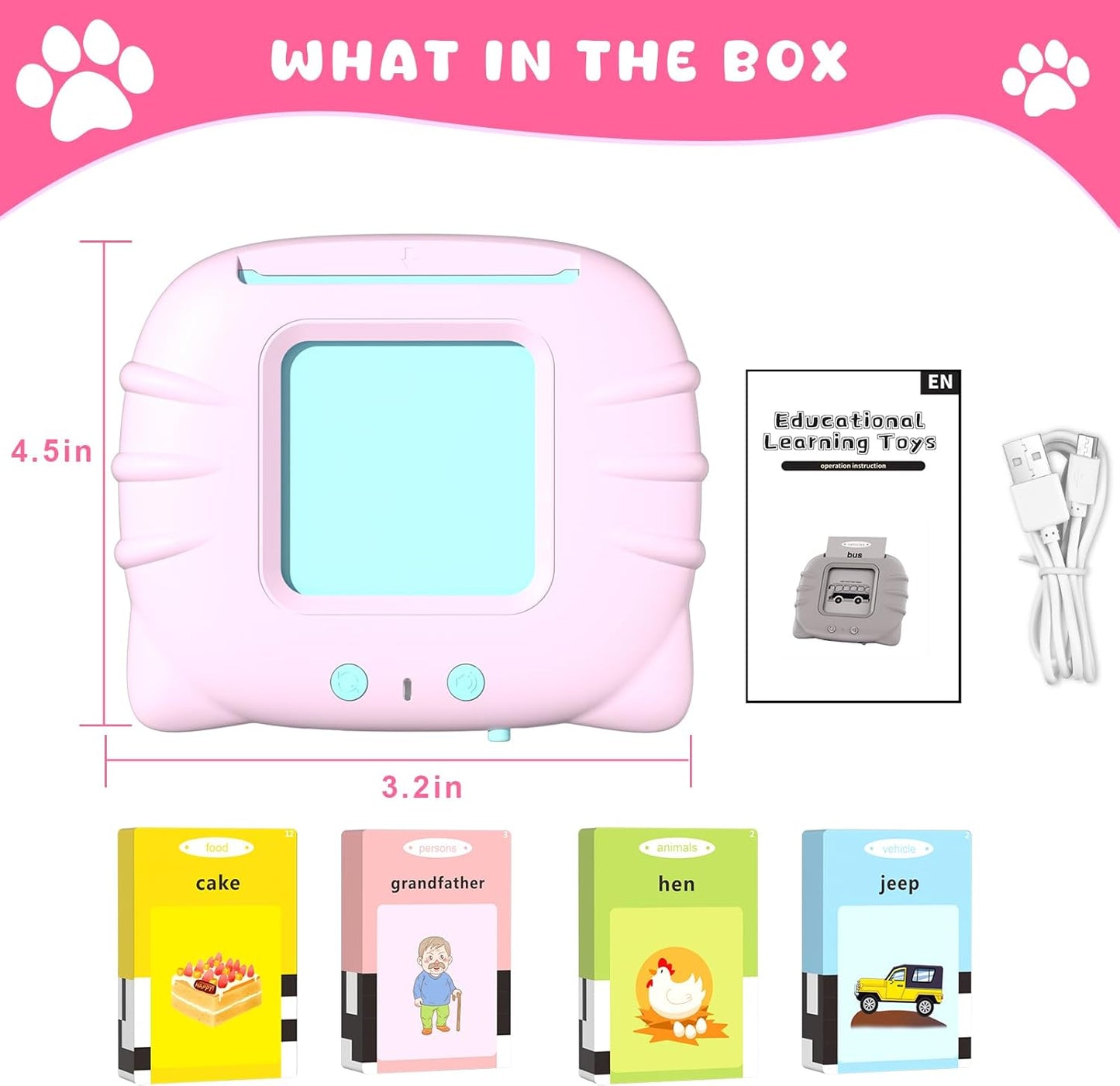 Audible Flash Cards Baby Reading Machine – Early Learning English Toy