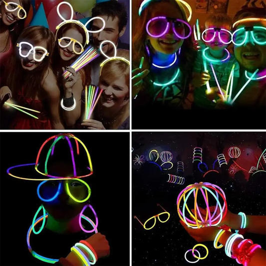 Glow sticks with accessories – colorful kids party lights in various shapes and forms