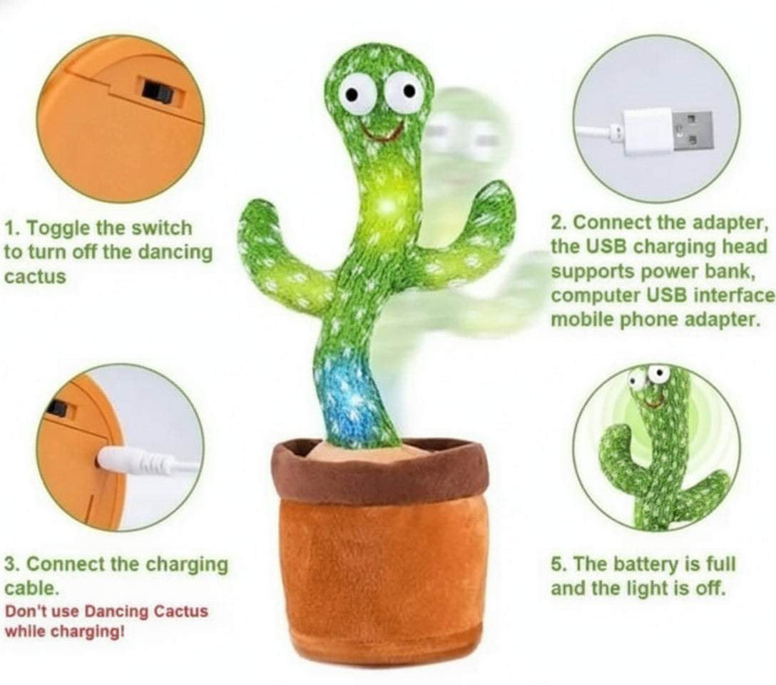 Dancing Cactus Toy – Singing & Talking Plush for Kids