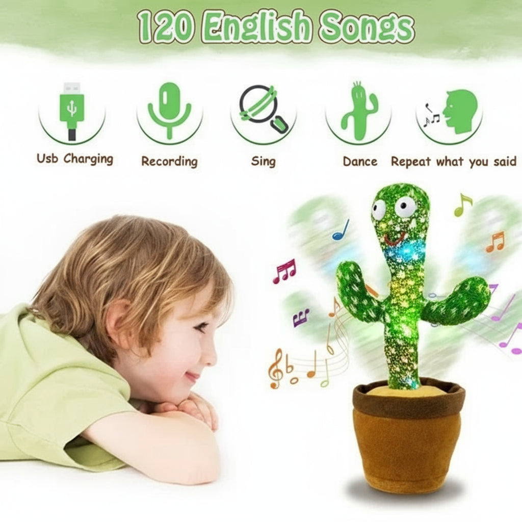 Dancing Cactus Toy – Singing & Talking Plush for Kids